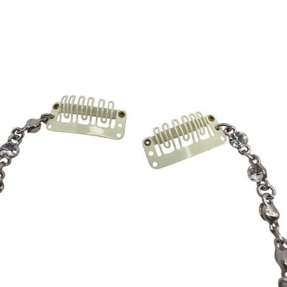 Crystal Rhinestone Bridal hairpiece Teardrop Pendant Hair Comb Clasps wedding - Picture 3 of 5